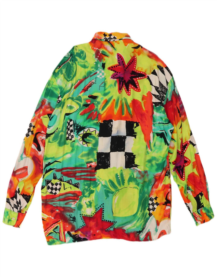 CONTROVENTO Mens Abstract Pattern Shirt XL Multicoloured Viscose