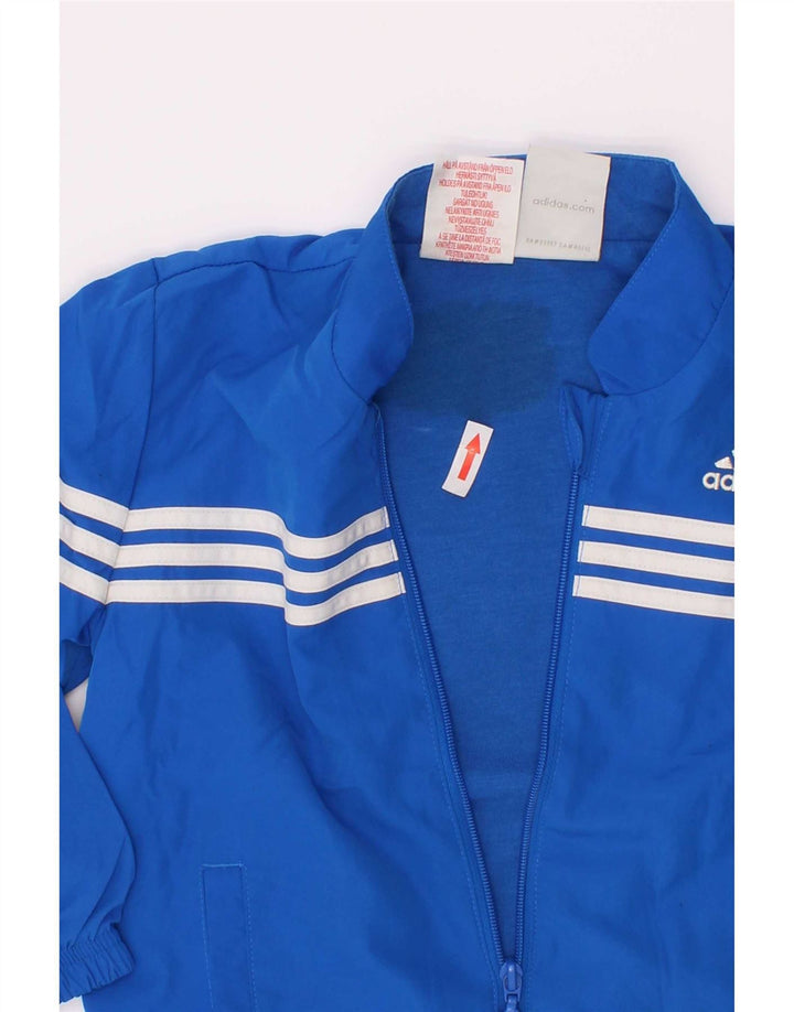 Adidas Boys Tracksuit Top Jacket 3-4 Years Blue Polyester