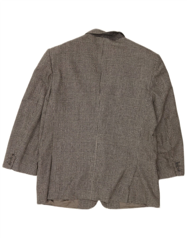 Valentino Mens 2 Button Blazer Jacket IT 54 2XL Grey Houndstooth