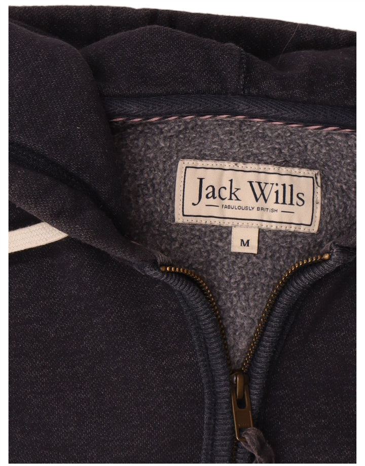 Jack Wills Mens Graphic Zip Hoodie Sweater Medium Navy Blue Cotton