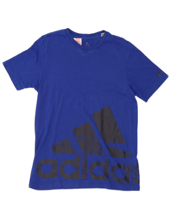 Adidas Boys Graphic T-Shirt Top 14-15 Years Blue Cotton