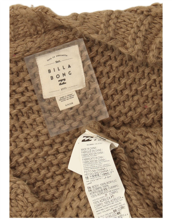Billabong Womens Oversized Open Cardigan Sweater UK 10 Small Brown Acrylic