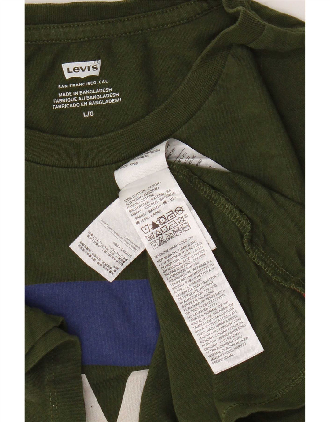 Levi's Mens Graphic T-Shirt Top Large Green Cotton