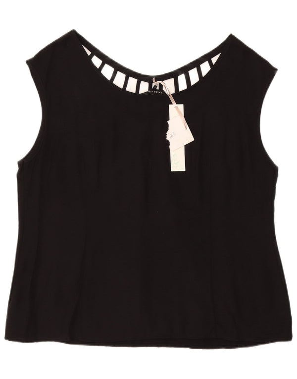 LAURA ASHLEY Womens Sleeveless Blouse Top UK 18 XL  Black Viscose