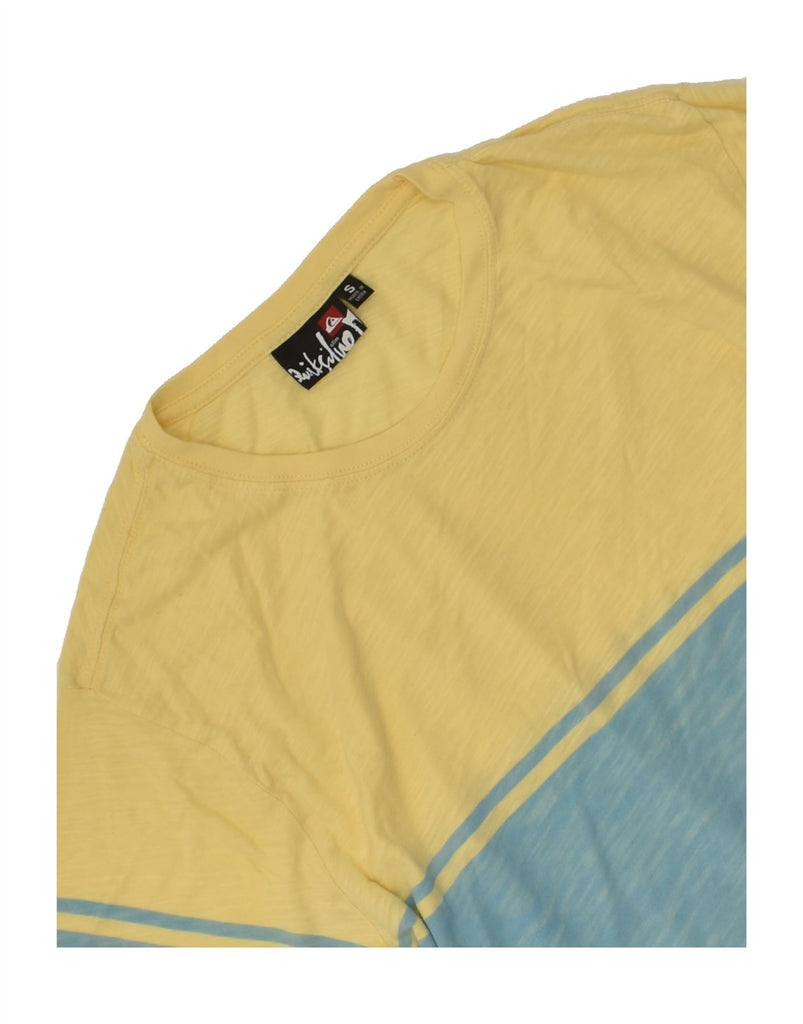 QUIKSILVER Mens Graphic T-Shirt Top Small Yellow Colourblock Cotton | Vintage Quiksilver | Thrift | Second-Hand Quiksilver | Used Clothing | Messina Hembry 