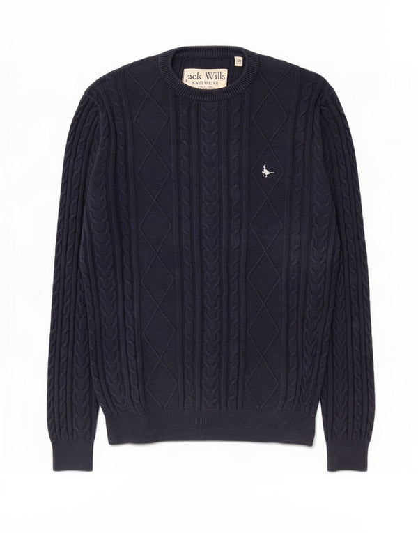 Jack Wills Mens Crew Neck Jumper Sweater Medium Navy Blue Cotton