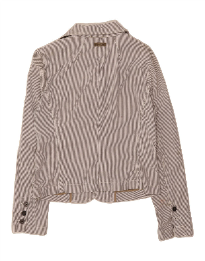 MARLBORO CLASSICS Womens 4 Button Blazer Jacket EU 48 2XL Grey Pinstripe Vintage Marlboro Classics and Second-Hand Marlboro Classics from Messina Hembry 