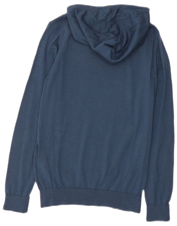 Reiss Womens Hooded Jumper Sweater UK 12 Medium Navy Blue Merino Wool