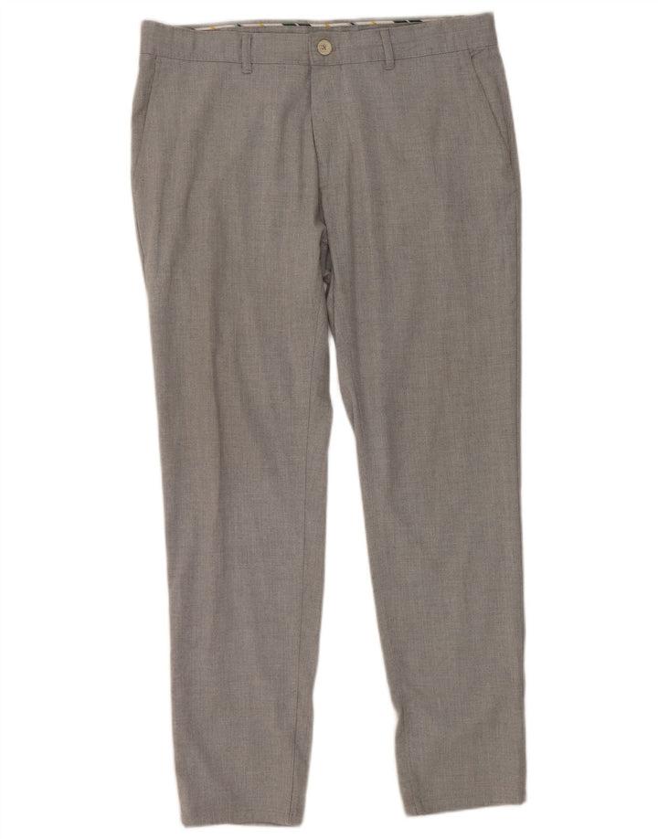 Zara Mens Slim Suit Trousers EU 42 Large W32 L28 Grey