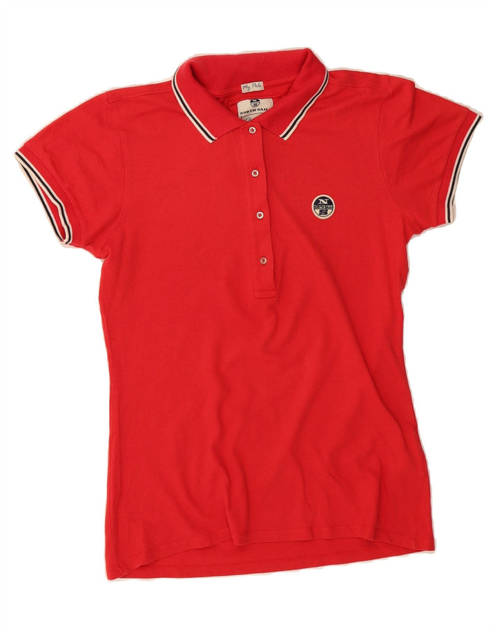 NORTH SAILS Womens Polo Shirt UK 14 Large Red Cotton