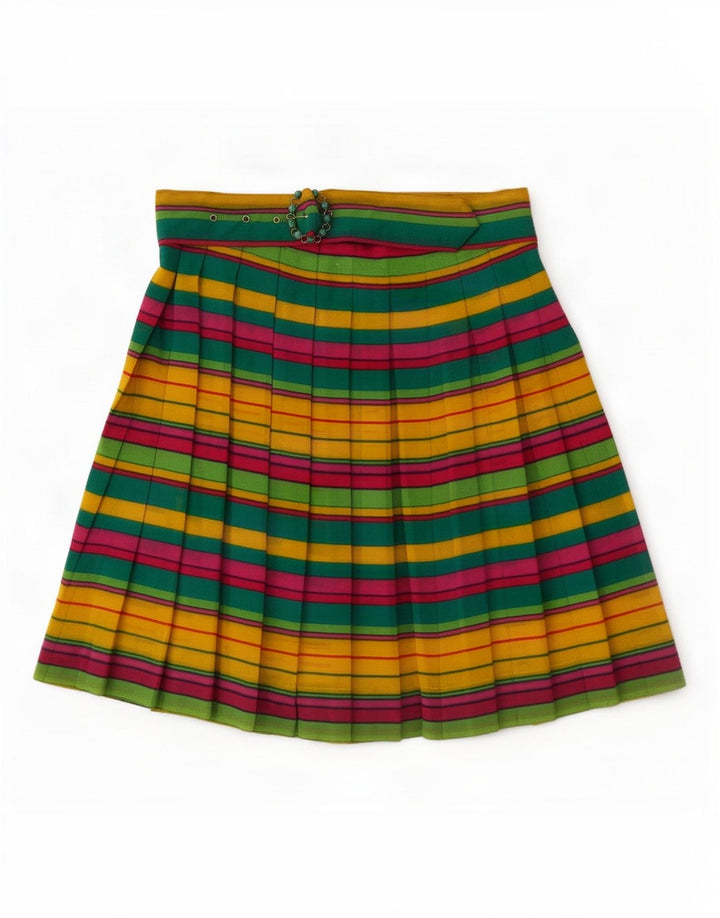 Vintage Womens Pleated Skirt Medium W30 Multicoloured Striped