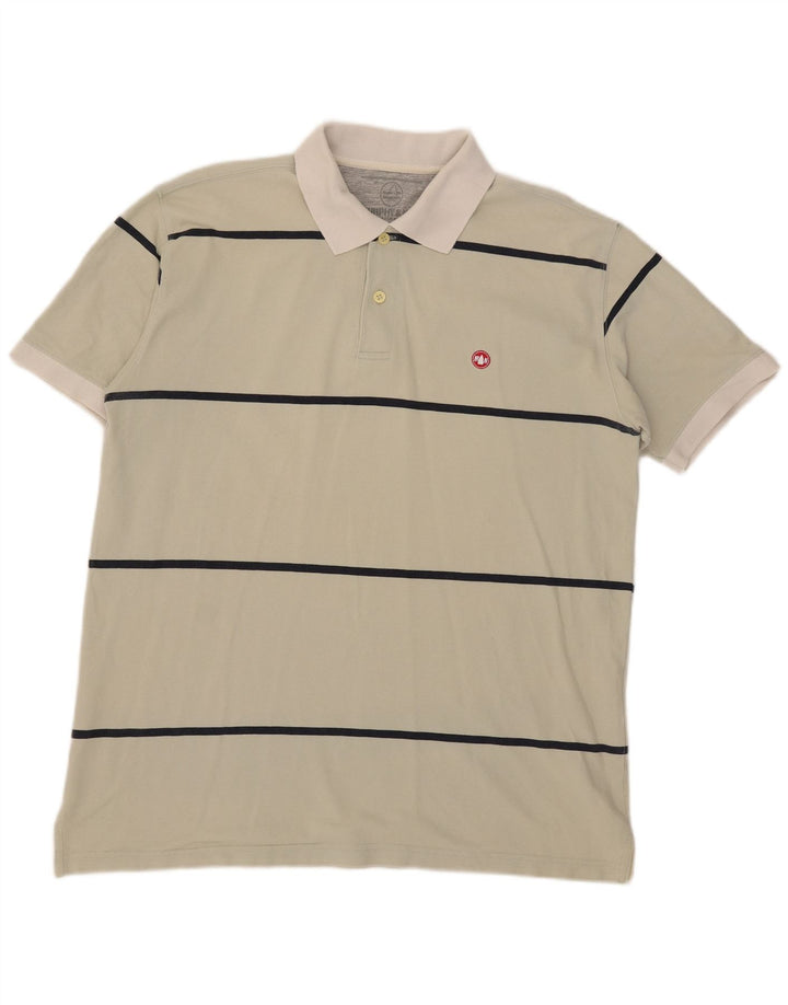Murphy & Nye Mens Polo Shirt 2XL Beige Striped Cotton