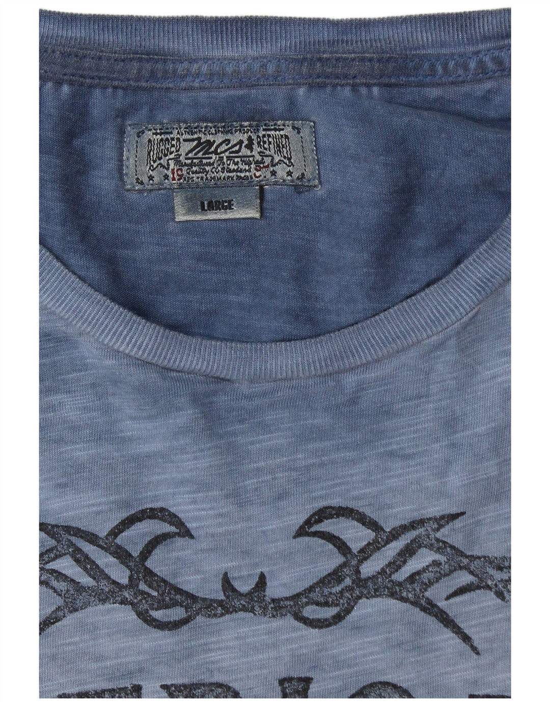 Marlboro Classics Mens Graphic Top Long Sleeve Large Blue