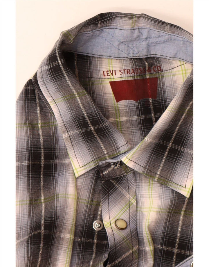 Levi's Mens Short Sleeve Shirt Small Grey Check Cotton
