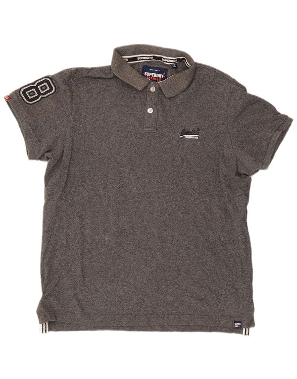 SUPERDRY Mens Graphic Polo Shirt 3XL Grey Cotton