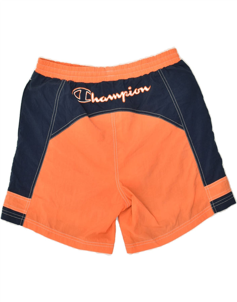 CHAMPION Mens Sport Shorts Medium Navy Blue Colourblock Polyester | Vintage Champion | Thrift | Second-Hand Champion | Used Clothing | Messina Hembry 