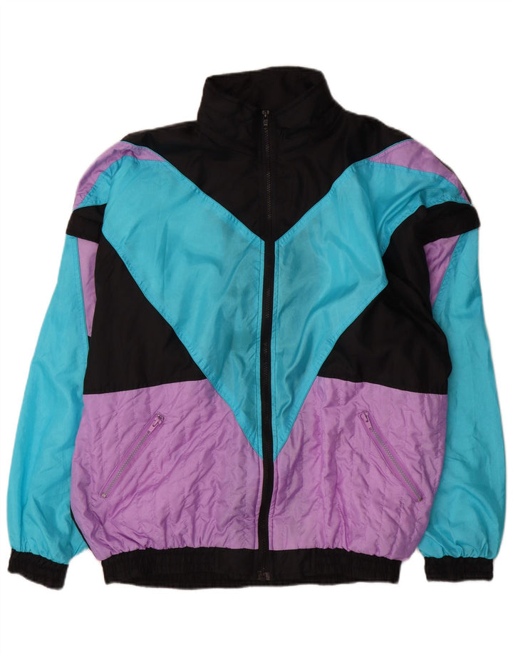 Vintage Mens Tracksuit Top Jacket XL Multicoloured Colourblock Polyamide
