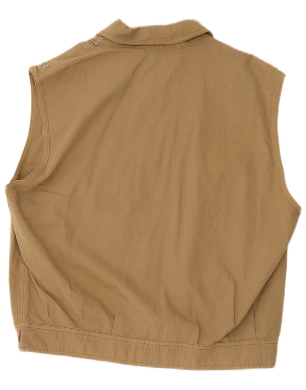 Faciba Womens Oversized Utility Gilet IT 44 Medium Beige Floral Cotton