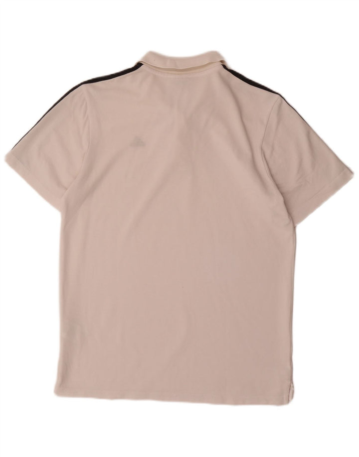 ADIDAS Mens Polo Shirt Medium White Cotton