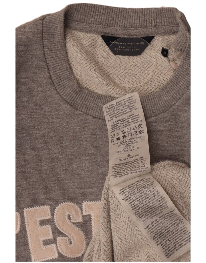 Jack & Jones Mens Graphic Sweatshirt Jumper Medium Grey Cotton