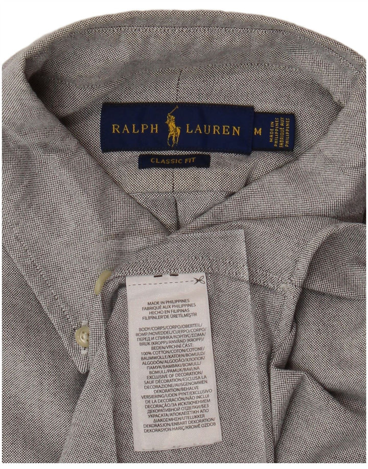 RALPH LAUREN Mens Short Sleeve Classic Fit Shirt Medium Grey Cotton