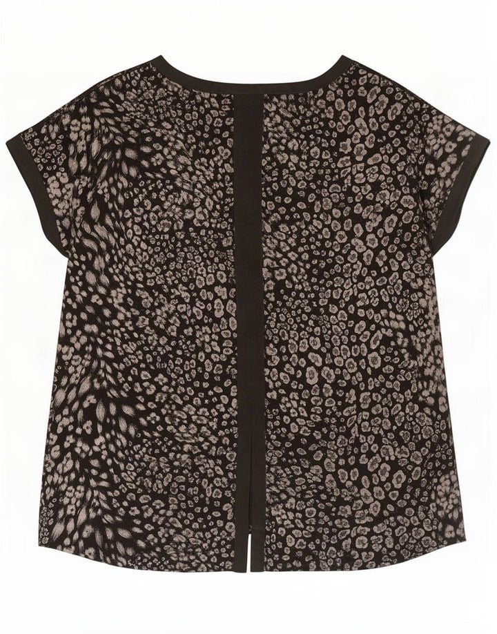 Oasis Womens Blouse Top UK 14 Medium Black Animal Print Polyester