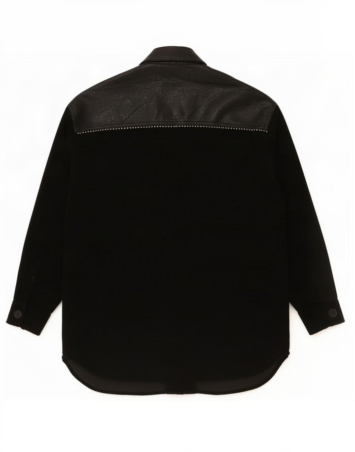Zara Womens Oversized Shirt UK 6 XS Black Polyester