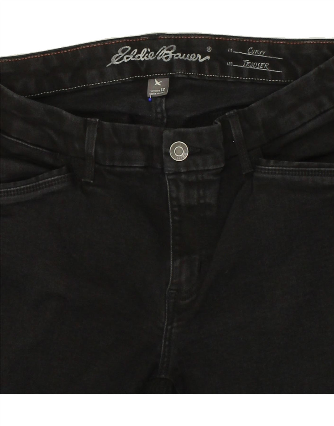 EDDIE BAUER Womens Curve Bootcut Jeans US 12 Large W32 L31 Black Cotton Vintage Eddie Bauer and Second-Hand Eddie Bauer from Messina Hembry 