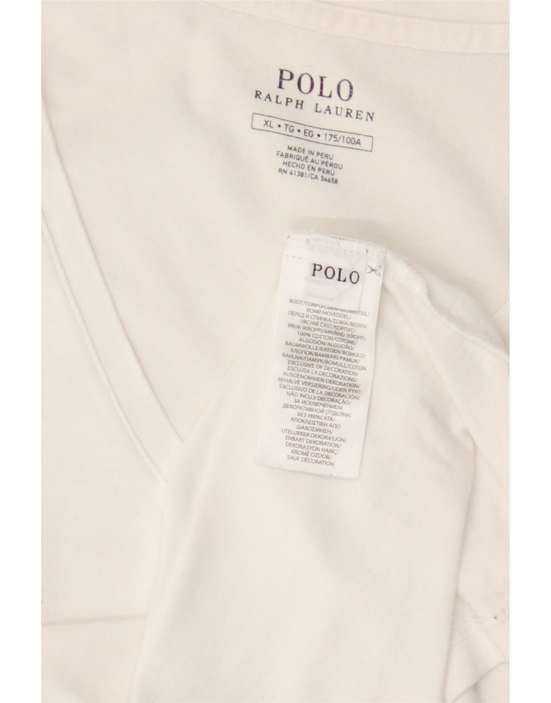 POLO RALPH LAUREN Mens T-Shirt Top XL White Cotton