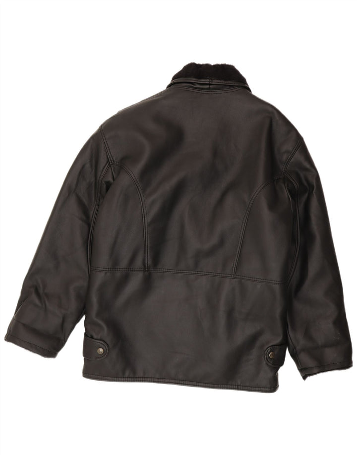Vintage Mens Shearling Jacket IT 52 XL Black Shearling