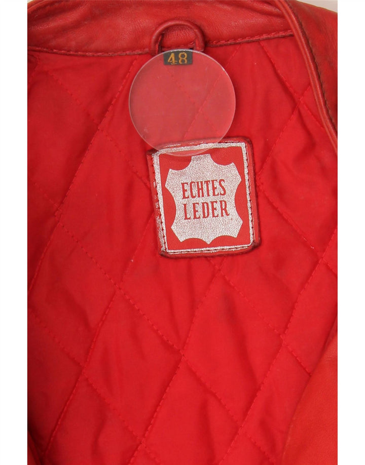 VINTAGE Mens Leather Biker Jacket IT 48 Medium Red Colourblock Leather Vintage Vintage and Second-Hand Vintage from Messina Hembry 