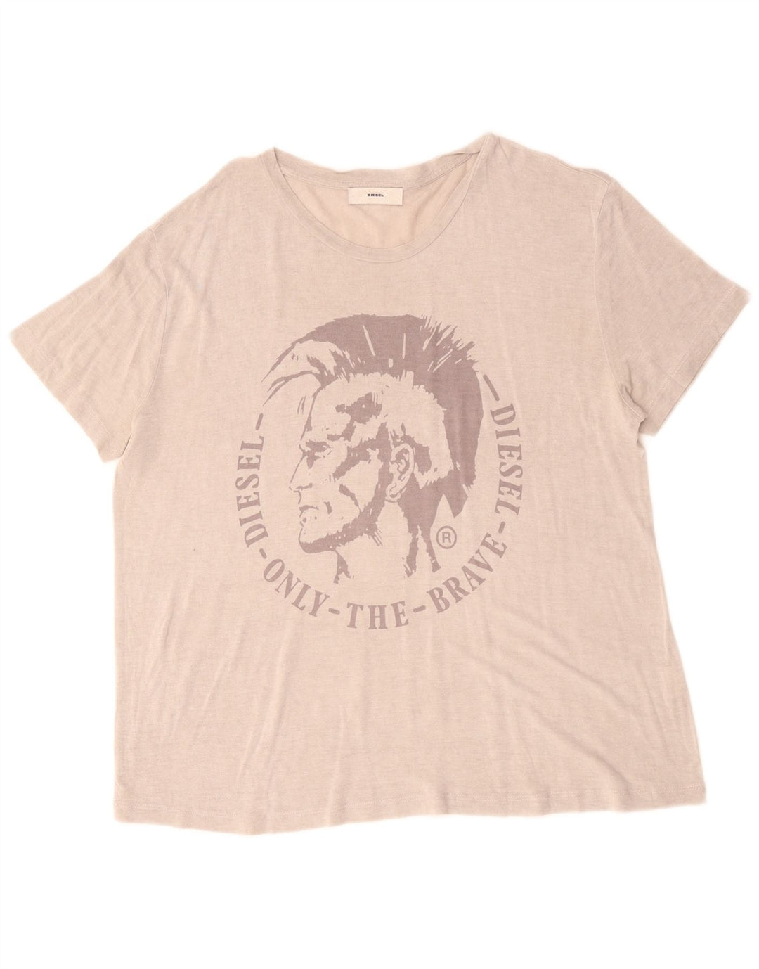 Diesel Womens Graphic T-Shirt Top UK 18 XL Beige Classic