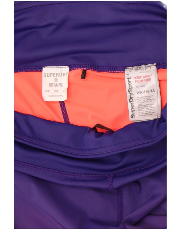 Superdry Womens Graphic Leggings UK 12 Medium Purple Colourblock Polyester