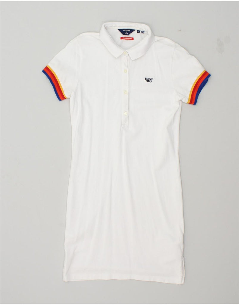 SUPERDRY Womens Short Sleeves Polo Dress UK 8 Small  White Cotton | Vintage Superdry | Thrift | Second-Hand Superdry | Used Clothing | Messina Hembry 