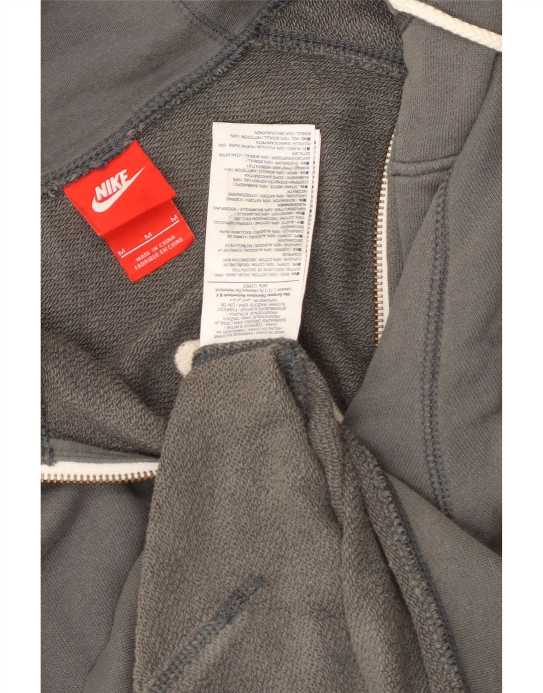 Nike Mens Graphic Zip Hoodie Sweater Medium Grey Cotton