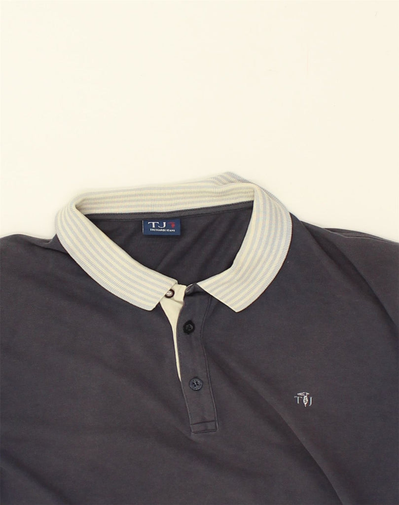 TRUSSARDI Mens Polo Shirt XL Navy Blue Cotton | Vintage Trussardi | Thrift | Second-Hand Trussardi | Used Clothing | Messina Hembry 