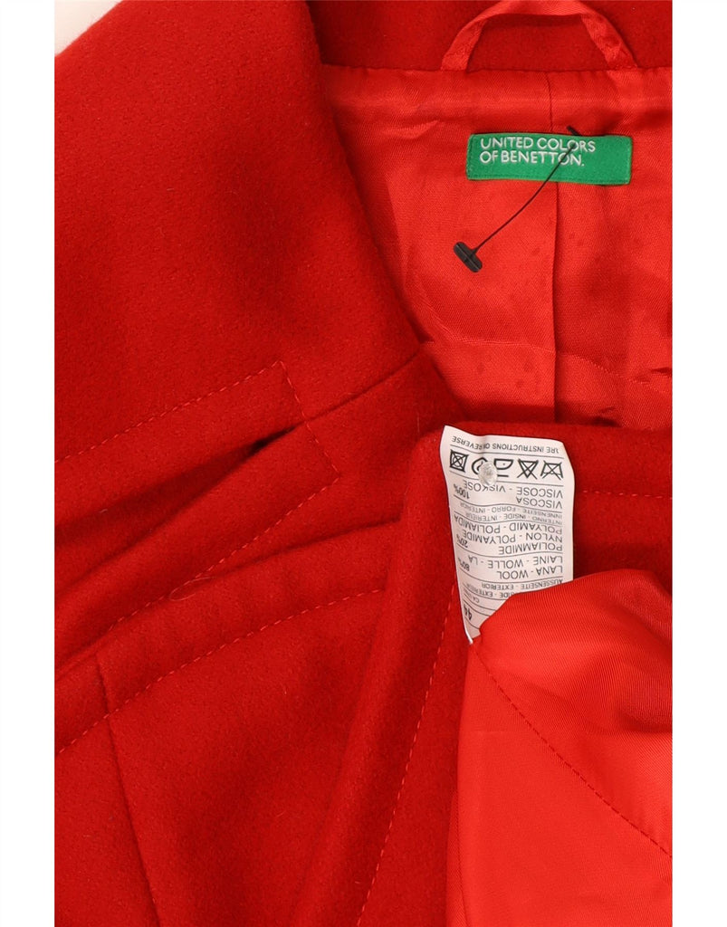 BENETTON Womens Double Breasted Coat IT 44 Medium Red Wool Vintage Benetton and Second-Hand Benetton from Messina Hembry 