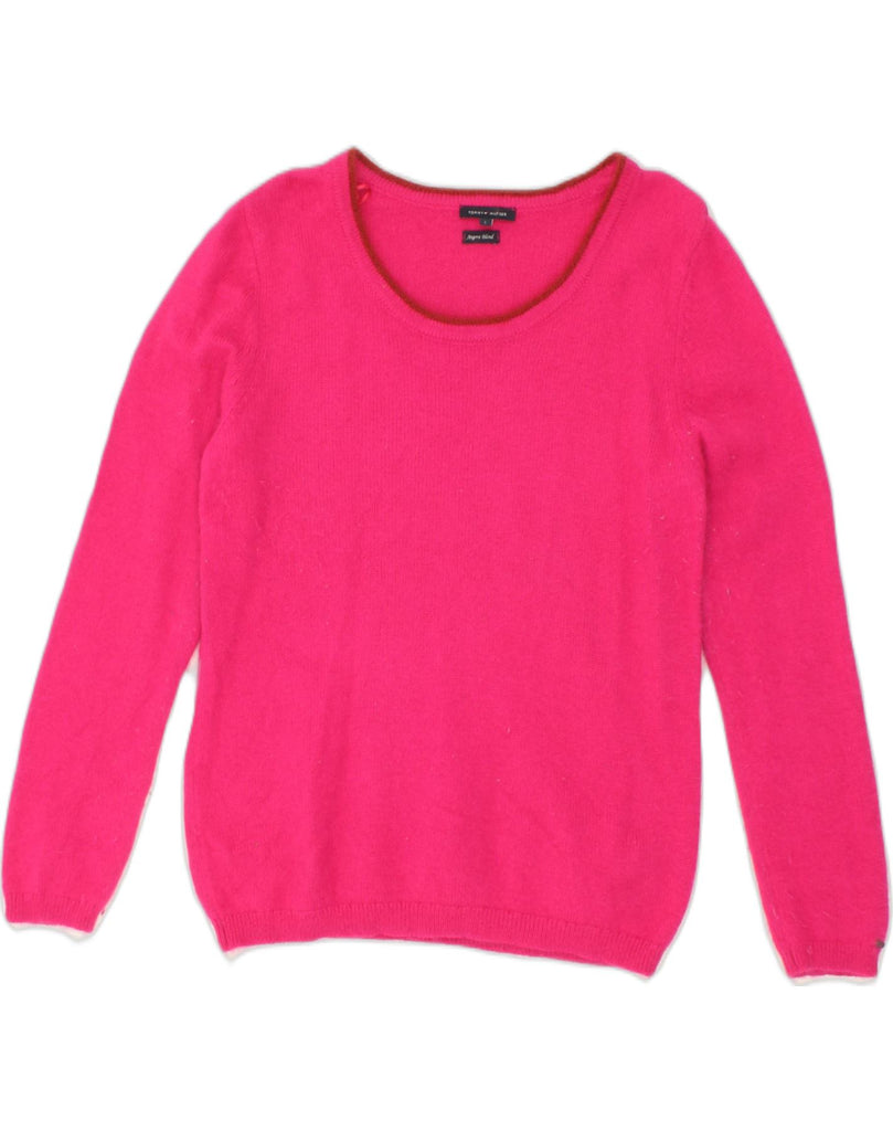 TOMMY HILFIGER Womens Boat Neck Jumper Sweater UK 14 Large Pink Angora | Vintage Tommy Hilfiger | Thrift | Second-Hand Tommy Hilfiger | Used Clothing | Messina Hembry 