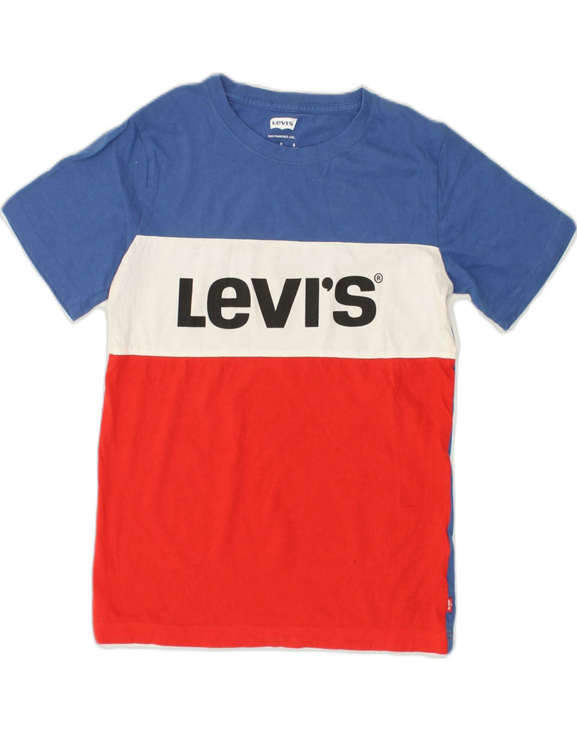 LEVI'S Boys Graphic T-Shirt Top 12-13 Years Large Blue Colourblock | Vintage Levi's | Thrift | Second-Hand Levi's | Used Clothing | Messina Hembry 