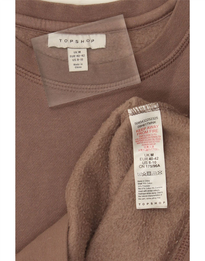 Topshop Womens Sweatshirt Jumper UK 14 Medium Brown Cotton
