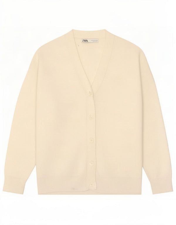Zara Womens Oversized Cardigan Sweater UK 10 Small Off White Viscose
