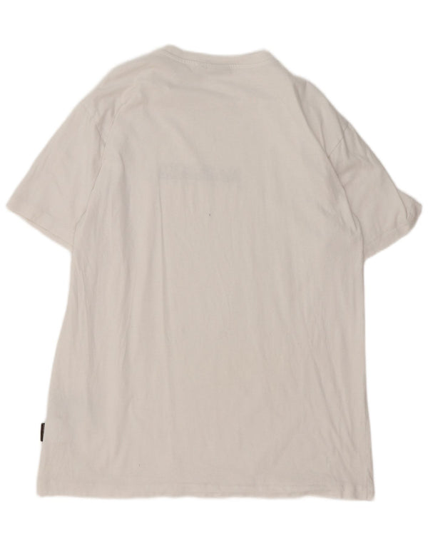 Napapijri Mens Graphic T-Shirt Top Medium White Cotton