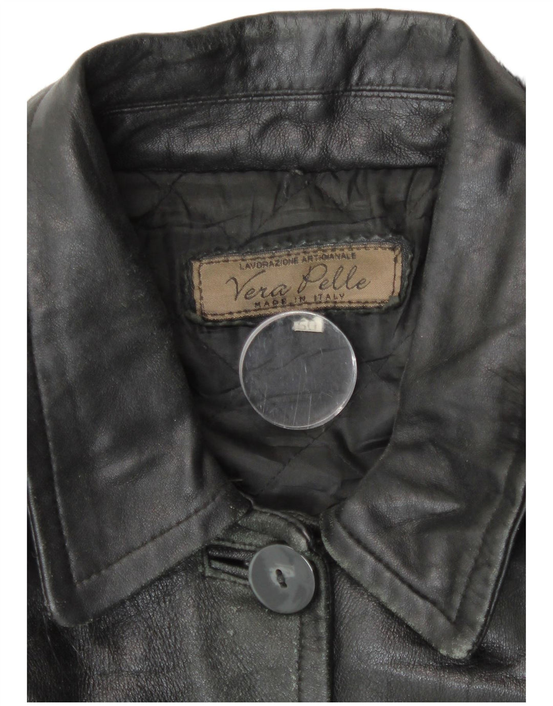 Vintage Womens Hooded Leather Coat IT 50 XL Black Leather