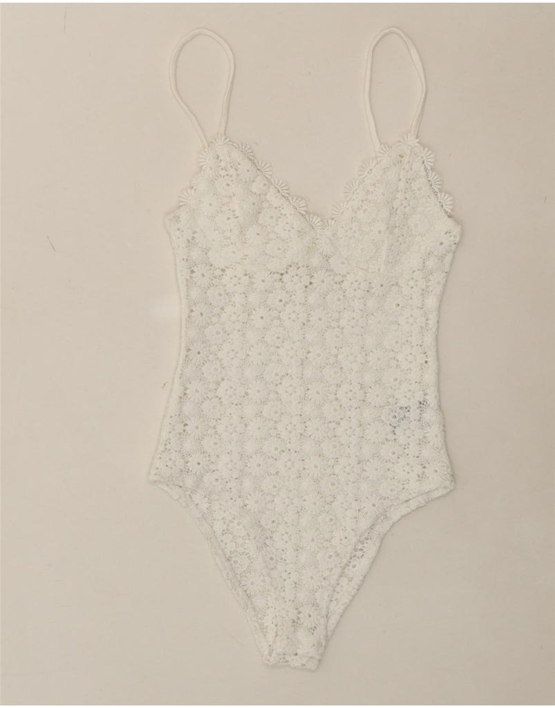 H&M Womens Bodysuit UK 6 XS White Polyester Vintage H&M and Second-Hand H&M from Messina Hembry 
