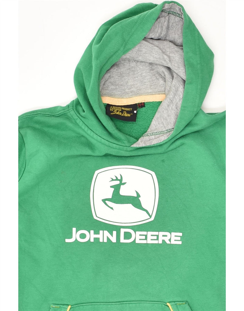 JOHN DEERE Boys Graphic Hoodie Jumper 5-6 Years Green Polyester | Vintage John Deere | Thrift | Second-Hand John Deere | Used Clothing | Messina Hembry 