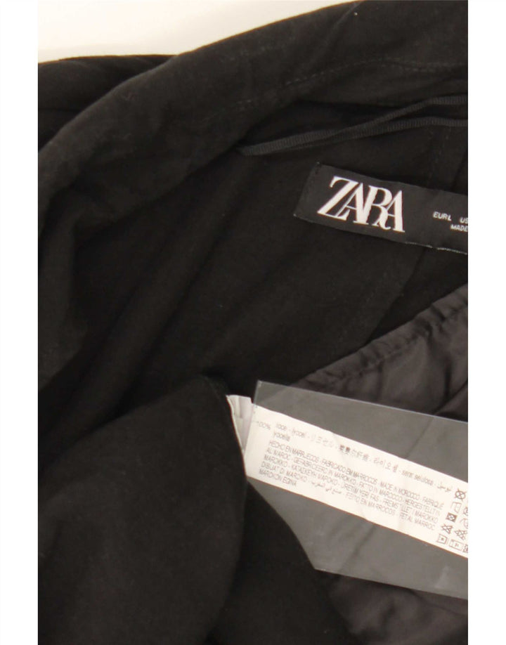 Zara Womens Open Overcoat UK 16 Large Black Lyocell