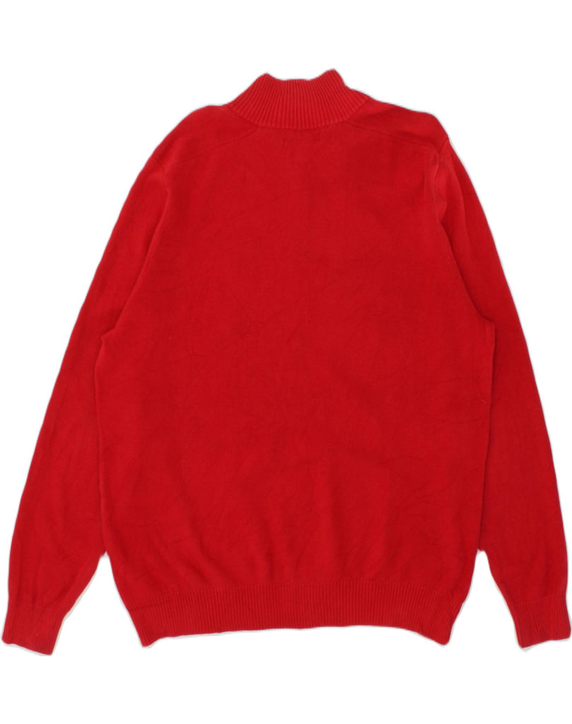 NAUTICA Mens Zip Neck Jumper Sweater Large Red Cotton | Vintage Nautica | Thrift | Second-Hand Nautica | Used Clothing | Messina Hembry 