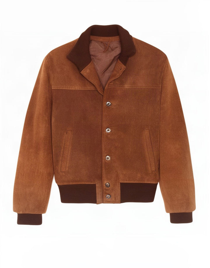 Vintage Mens Suede Bomber Jacket UK 38 Medium Brown