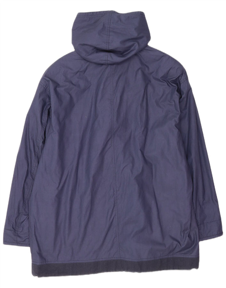 New Fast Womens Hooded Oversized Overcoat EU 42 Large Navy Blue Cotton