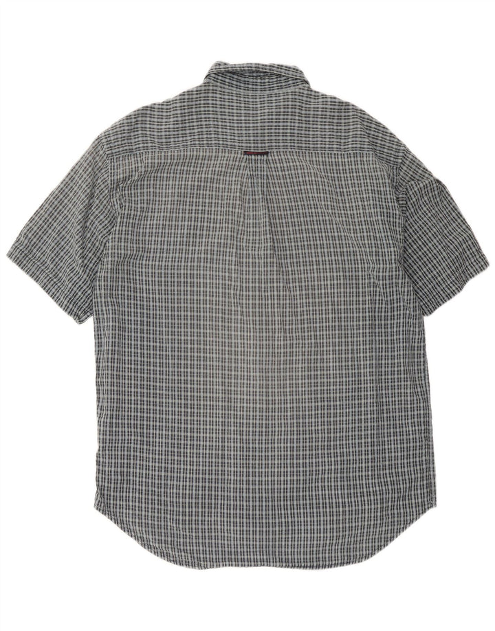Kappa Mens Short Sleeve Shirt XL Grey Check Cotton